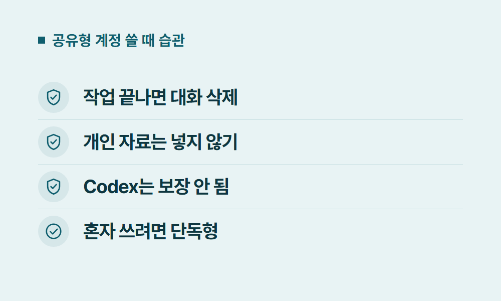 CHATGPT 공유형 계정 쓸 때 습관