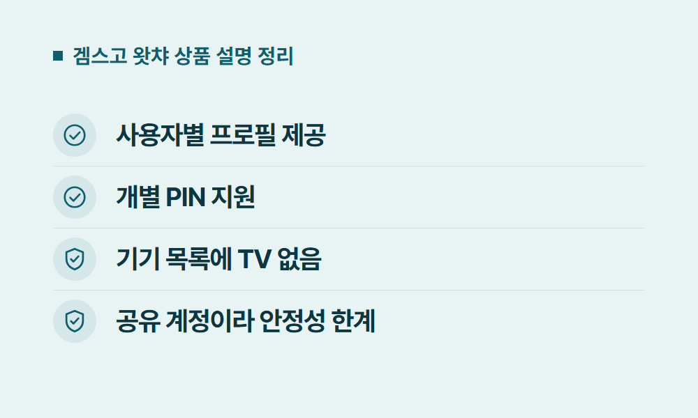 왓챠요금제 겜스고 왓챠 상품 설명 정리
