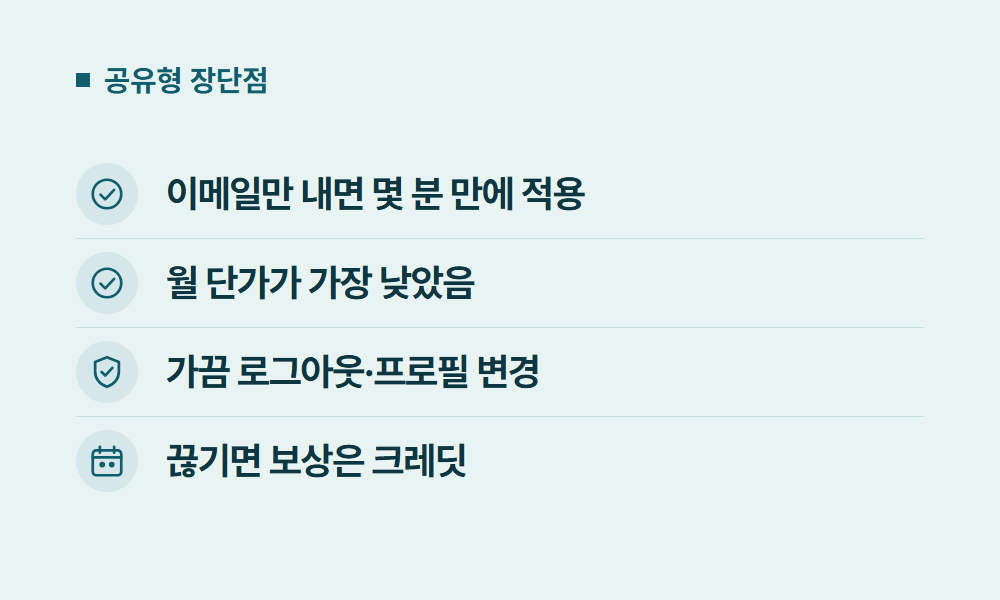 유튜브프리미엄공유 공유형 장단점