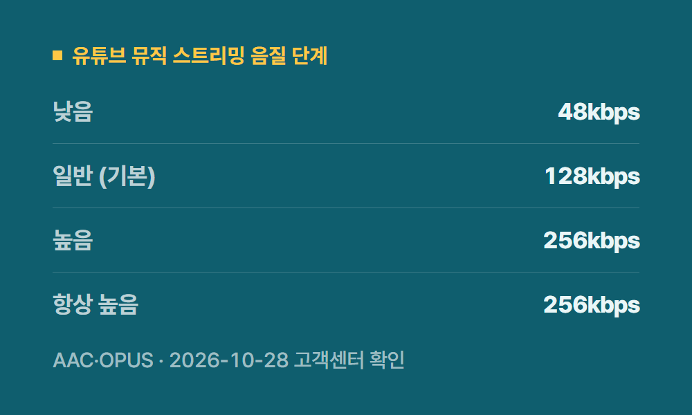 유튜브뮤직프리미엄 유튜브 뮤직 스트리밍 음질 단계