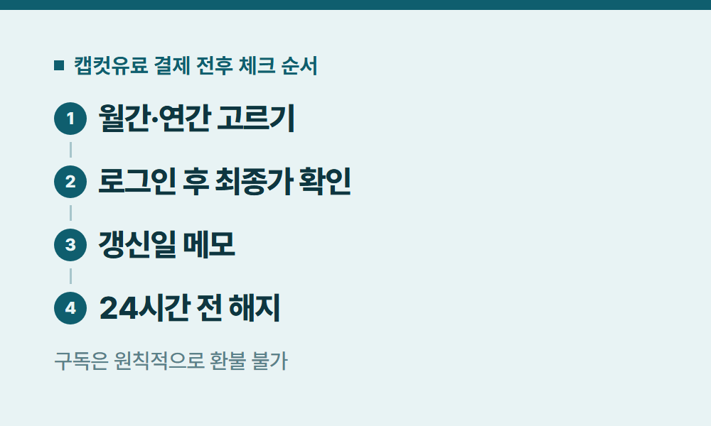 캡컷유료 캡컷유료 결제 전후 체크 순서
