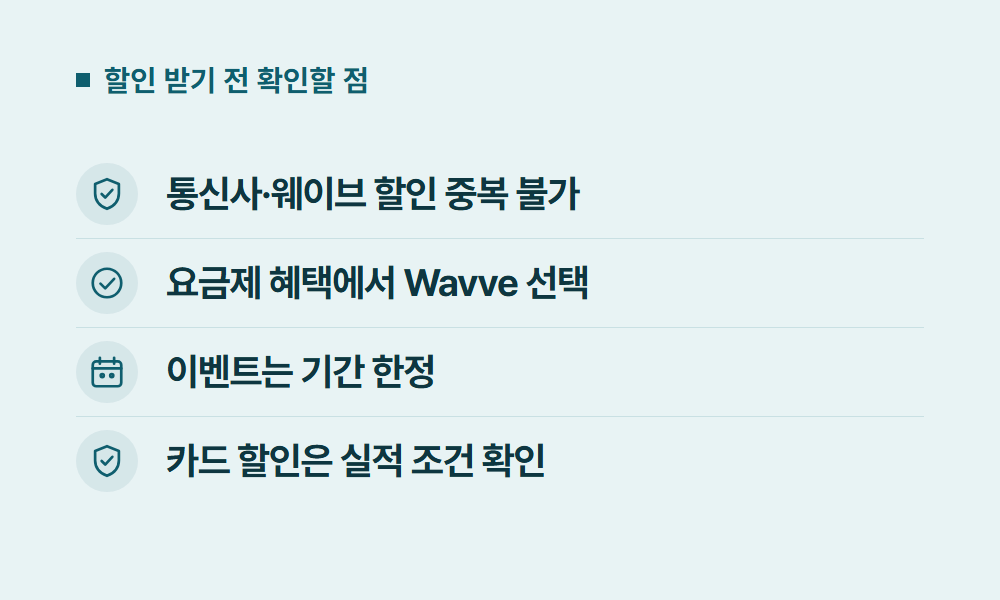 웨이브할인 할인 받기 전 확인할 점