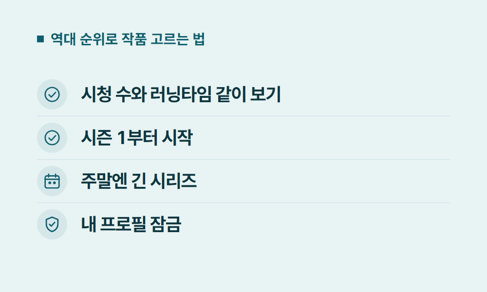 넷플릭스순위 역대 순위로 작품 고르는 법