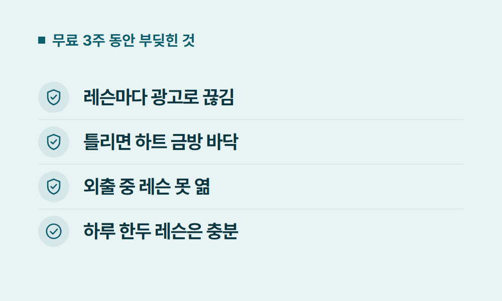 듀오링고무료 무료 3주 동안 부딪힌 것