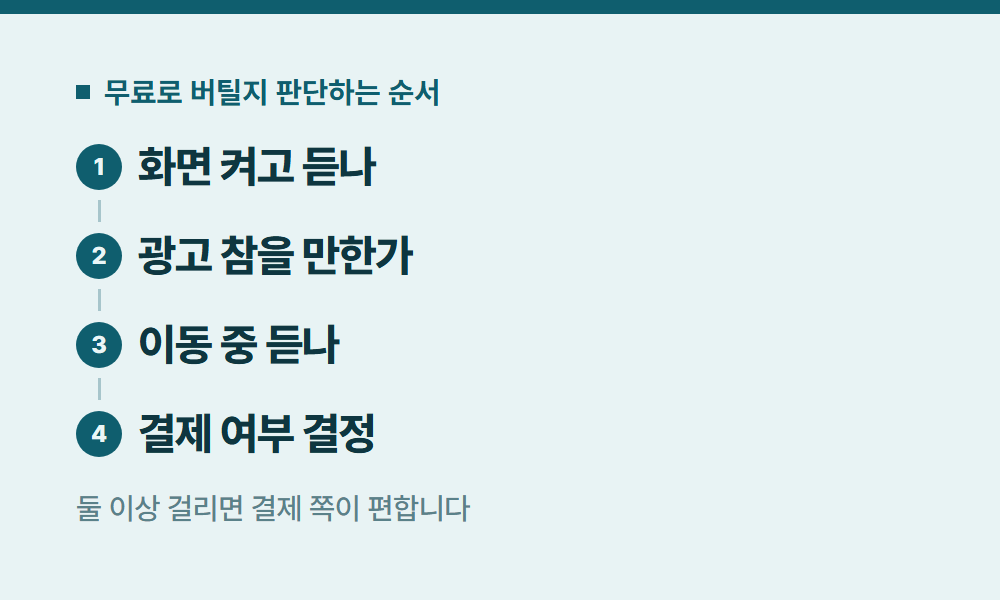 유튜브뮤직무료 무료로 버틸지 판단하는 순서