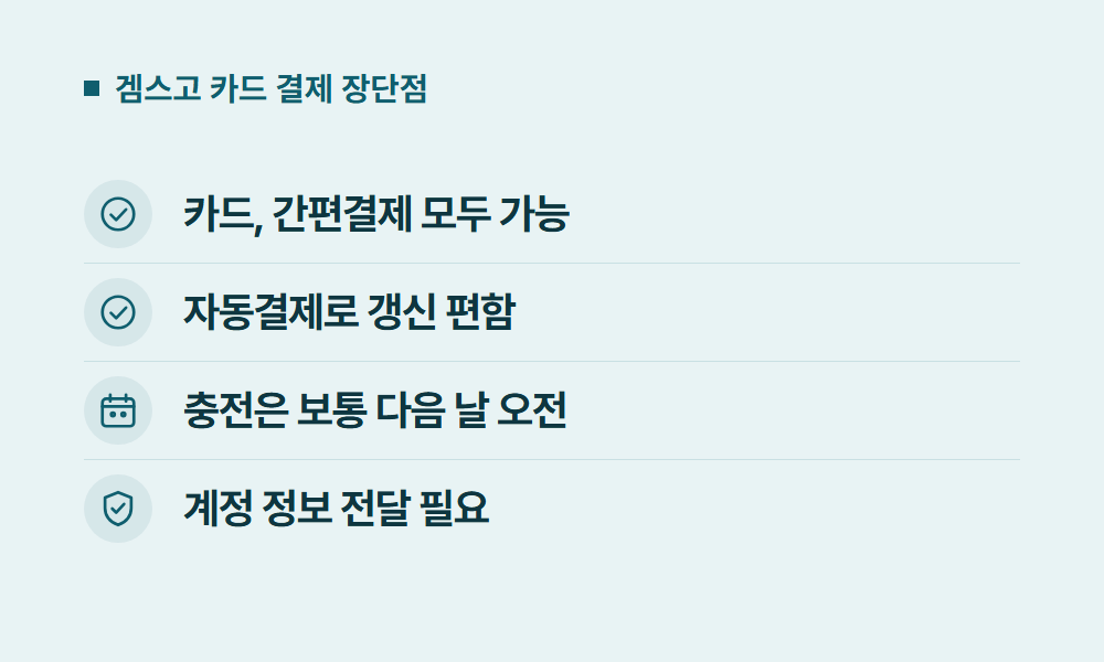 유튜브프리미엄할인카드 겜스고 카드 결제 장단점