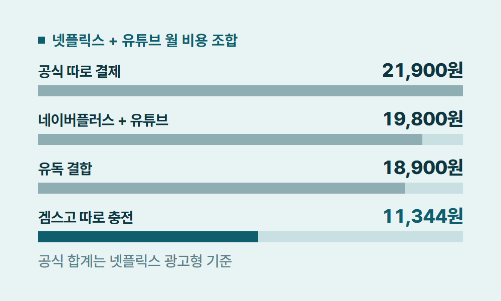 넷플릭스유튜브결합 넷플릭스 + 유튜브 월 비용 조합