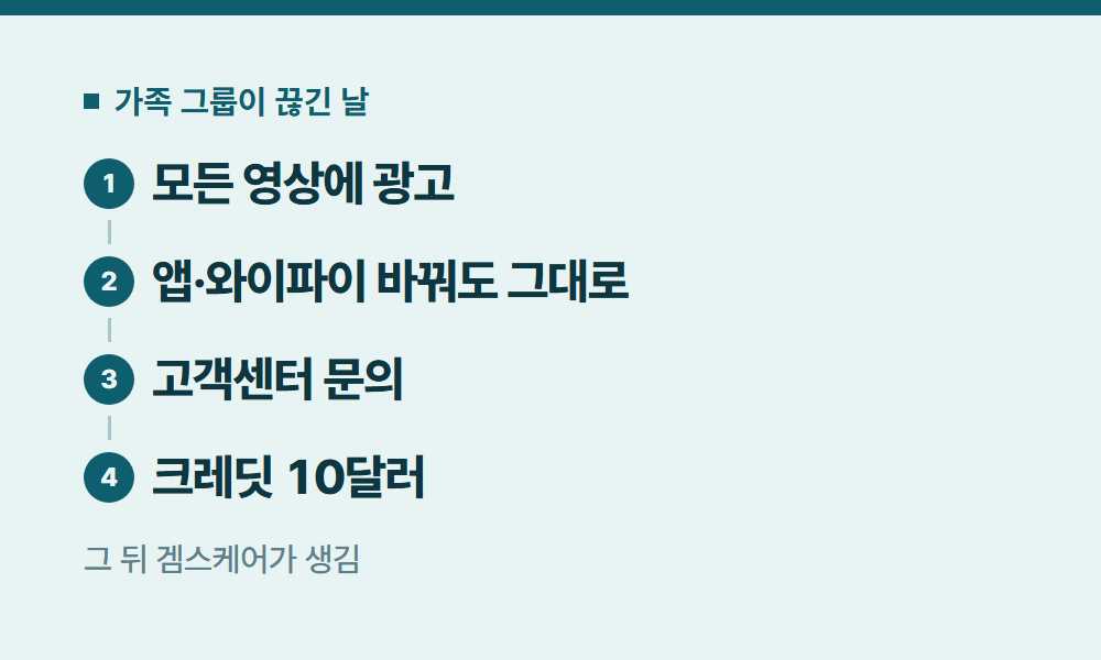유튜브프리미엄패밀리 가족 그룹이 끊긴 날