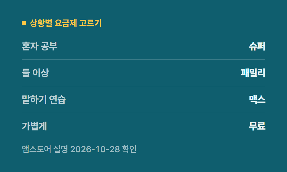 듀오링고요금제 상황별 요금제 고르기