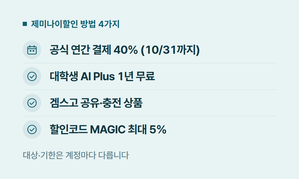 제미나이할인 제미나이할인 방법 4가지