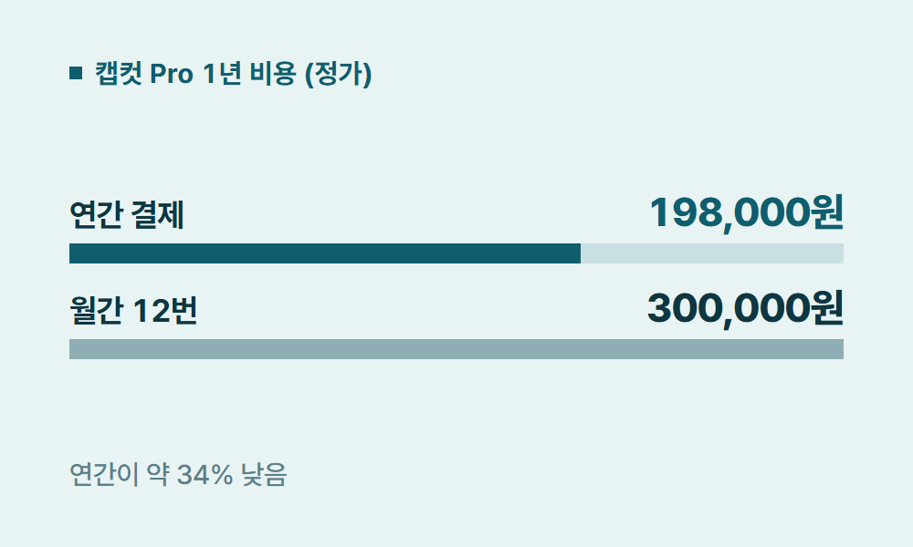 캡컷할인 캡컷 Pro 1년 비용 (정가)