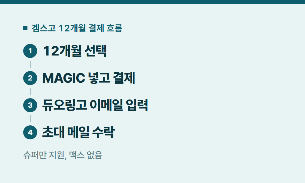 듀오링고1년 겜스고 12개월 결제 흐름
