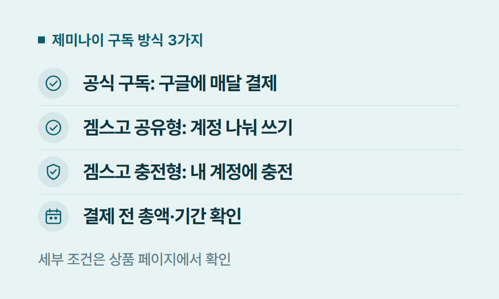제미나이구독 제미나이 구독 방식 3가지