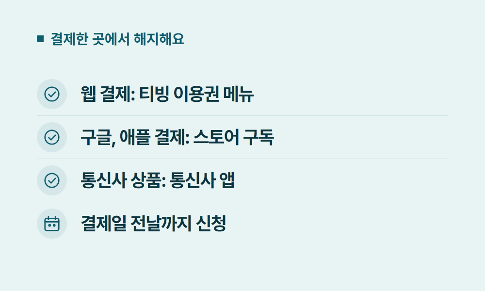 티빙구독 결제한 곳에서 해지해요