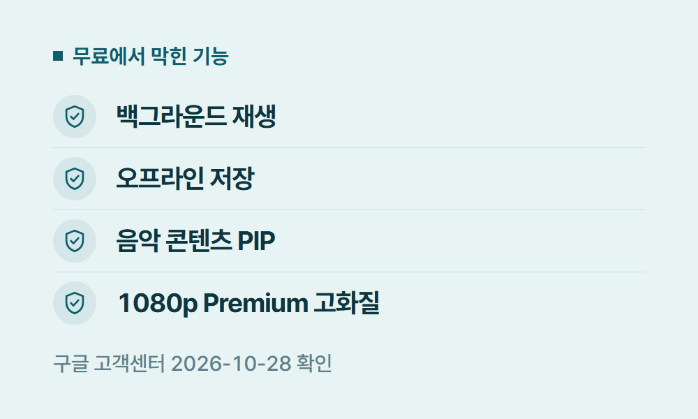 유튜브무료 무료에서 막힌 기능