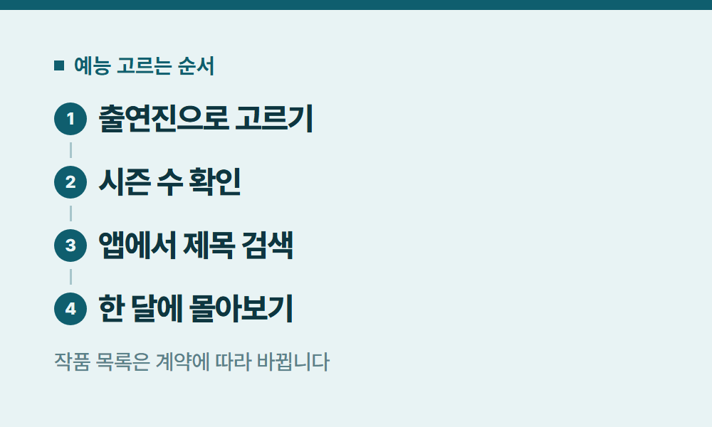 디즈니플러스예능 예능 고르는 순서