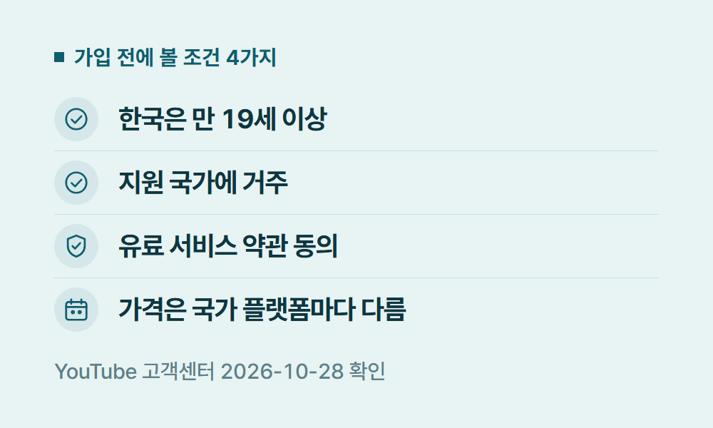 유튜브멤버십가입 가입 전에 볼 조건 4가지