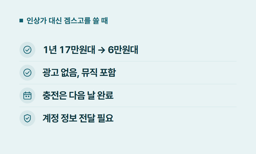 유튜브프리미엄가격인상 인상가 대신 겜스고를 쓸 때