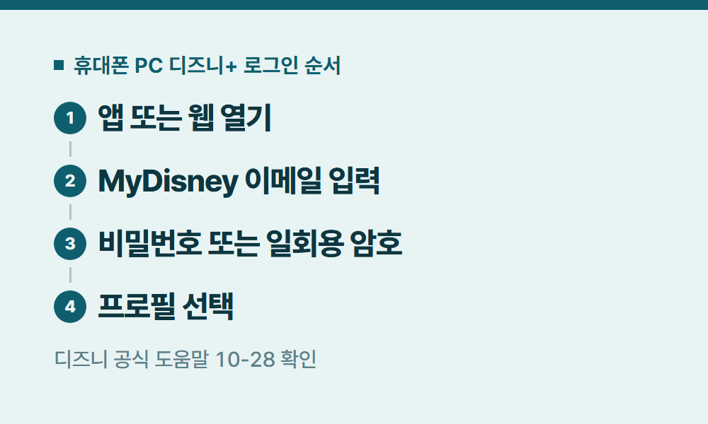 디즈니플러스로그인 휴대폰 PC 디즈니+ 로그인 순서